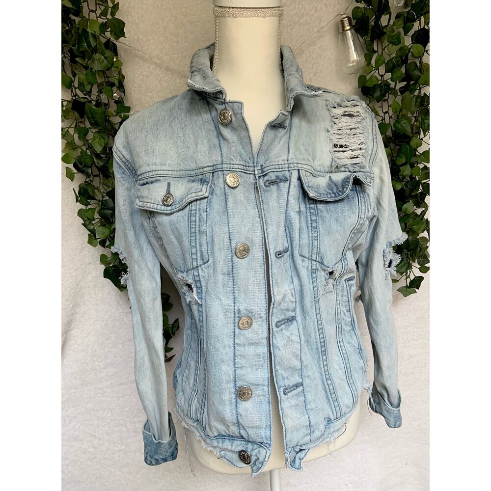 PacSun Cotton Distressed Denim Jean Jacket Men's Small - Picture 1 of 10